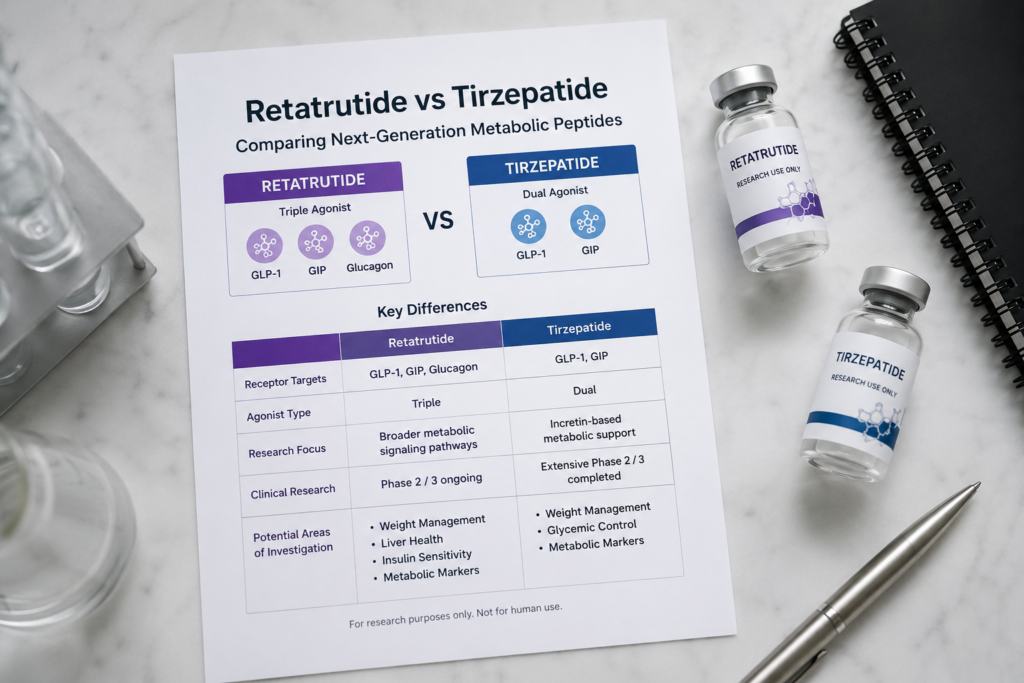 Retatrutide vs Tirzepatide research peptide comparison